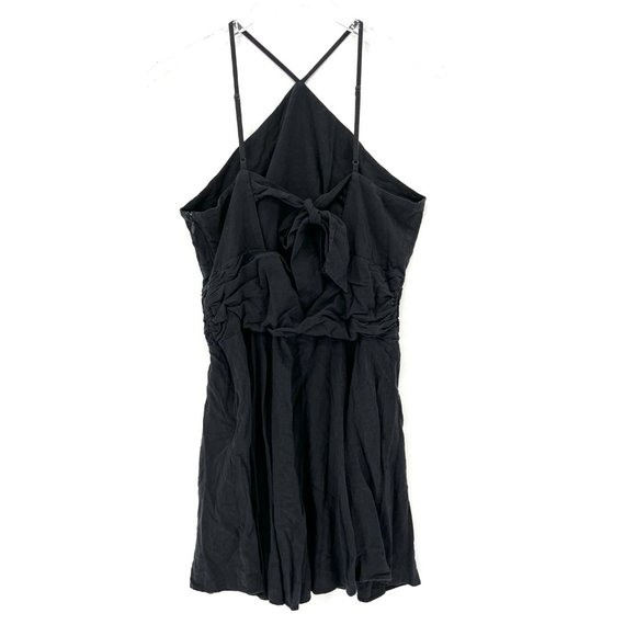 Urban Outfitters Linen Blend Marabella Y- Neck Mini Dress Black Size Large - Picture 6 of 13